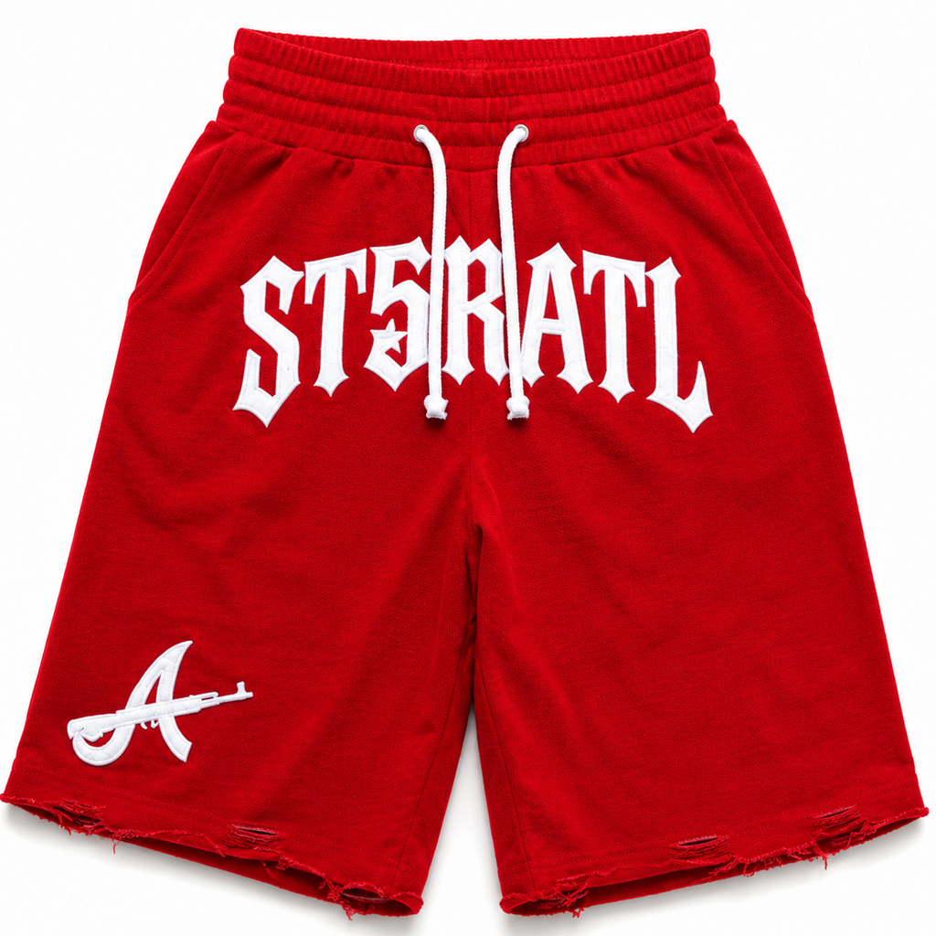 "ST5R" STAPLE SHORTS RED DISTRESSED