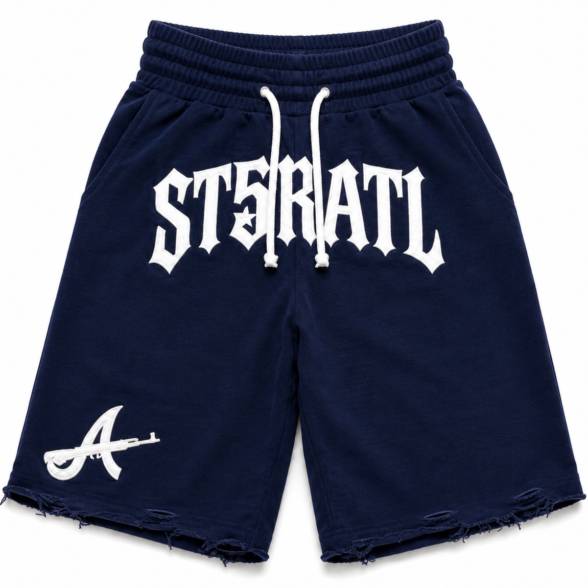 "ST5R" STAPLE SHORTS NAVY DISTRESSED